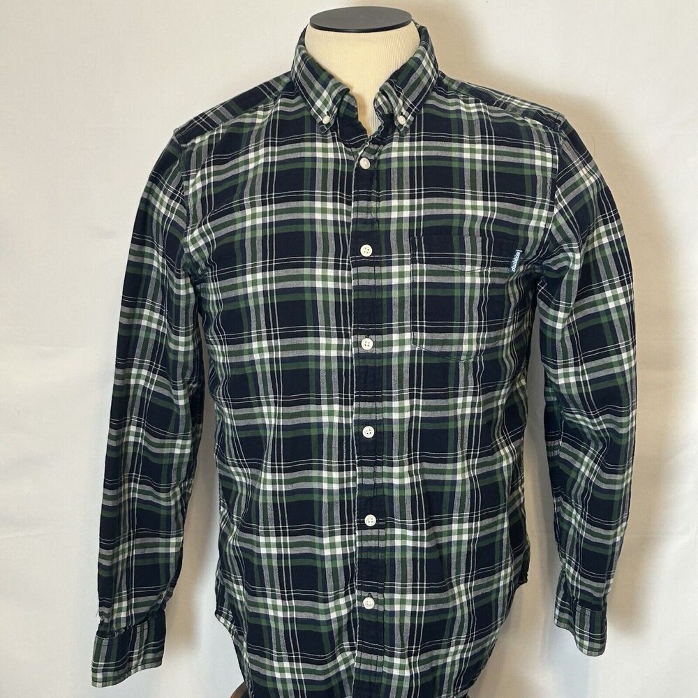 The Nutter by Chubbies Flannel Shirt Men's Large Navy Green White Gray Plaid L